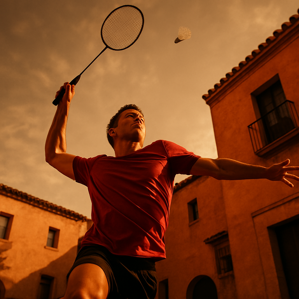 Jugador de bádminton en pleno partido